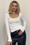 Women's Square Collar Long Sleeve Full Lycra Bodysuit - 3