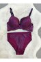 Lace Detailed Padded Underwire Economic Bra Panty Set - Underwear Set - 2