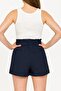 Navy Blue High Waist Shorts with Belt Detail - 2