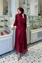 Pırıl Tie-Detail Evening Dress Burgundy - 3