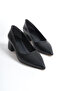 Women's Classic Thick Heeled Matte Black 4 cm Rt1000 - 3
