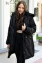 Girl's Puffer Jacket with Black Hood, Pockets, Fur Inside, Detachable Hood 21480 - 4