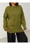 Damen-Pullover in Khaki mit weicher Textur, Rundhalsausschnitt und Oversize-Schnitt, Basic-Strickpullover - 6