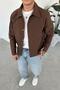 Brown Basic Relaxed Jacket with Snap Buttons