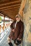 Women's Pocket Detail Cape Jacket Brown
