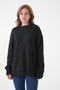 Women's Crew Neck Oversize Black Knit Sweater 4090 - 4