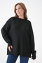 Women's Crew Neck Oversize Black Knit Sweater 4090 - 7