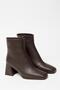 Women's Brown Boots & Booties Blunt Toe Heeled Contrast Pu Leather Zippered Stylish - 2