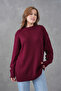 Claret Red Knitwear Crew Neck Oversize Design Sweater 4090 - 7