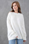 Ecru Knitwear Crew Neck Oversize Design Sweater 4090 - 8