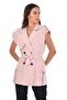 Mono Collar Windbreaker Flap Pocket Epaulets Self Belted Double Breasted Powder Color Vest