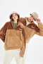 Camel Unisex Oversize/Geniş Kesim Renk Blok Sıcak Tutan Peluş Sweatshirt TMNAW22SW1477 - 7