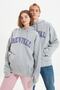 Gri Oversize/Geniş Kesim Kapüşonlu İçi Polar/Sıcak Tutan Unisex Sweatshirt TMNAW22SW1462