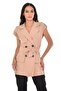 Mono Collar Windbreaker, Flap Pocket, Epaulettes, Self Belted Double Breasted Beige Vest