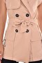 Mono Collar Windbreaker, Flap Pocket, Epaulettes, Self Belted Double Breasted Beige Vest - 6