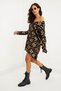 Women's Black-Gold Leafed Knitwear Tunic Dress TD122 - 5
