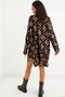 Women's Black-Gold Leafed Knitwear Tunic Dress TD122 - 6