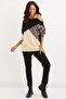 سويت شيرت نسائي من Camel-Black بكتف واحد بنمط الفهد BK231066 - 4