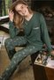 Pajama Set Emerald Green Seasonal Natural Viscose Fabric Dowry Women Pajama Set