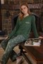 Pajama Set Emerald Green Seasonal Natural Viscose Fabric Dowry Women Pajama Set - 2