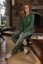 Pajama Set Emerald Green Seasonal Natural Viscose Fabric Dowry Women Pajama Set - 4