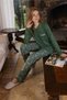 Pajama Set Emerald Green Seasonal Natural Viscose Fabric Dowry Women Pajama Set - 5
