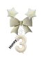 Cream Color Star Bow Number Foil Balloon Set 2 Years Old