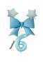 Blue Color Star Bow Number Foil Balloon Set Age 6
