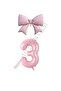 Pink Color Bow Number Foil Balloon Set Age 3