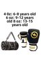 Rocky Children's Boxing Kickboxing Muay Thai Gloves 4-6-8 oz Cylinder Sports Bag Set with Shoulder Strap