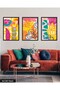 Colorful Patterns 3 Piece Black Wooden Framed Painting