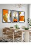 Gold, Deer, Geometry, Abstract, Neon 3 Piece Black Wooden Framed Painting - 3