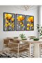 Gold Flower 3 Piece Black Wooden Framed Painting - 3
