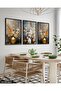 Flowers in a Vase 3 Piece Black Wooden Framed Painting - 3
