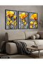 Gold Flower 3 Piece Black Wooden Framed Painting - 2