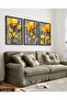 Gold Flower 3 Piece Black Wooden Framed Painting - 4