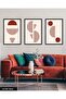 Red Abstract Pattern 3 Piece Black Wooden Framed Painting - 3