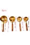 (4 Pack) (Gold Metal) Measuring Spoon Set (Authentic Wooden Handle) - 4