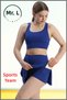 Women's Sports Suit Blue Shorts Skirt and Pad Supported Crop Bra Suit Tennis Sea Pool Active Sports
