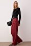 Bordo Wide Leg/Geniş Paça Pilili  Pantolon TWOAW22PL0475 - 2