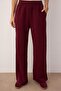 Bordo Oversize/Geniş Kalıp Fermuarlı Kalın İçi Polarlı Örme Eşofman Takımı TWOAW25EM00001 - 3