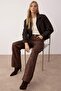 Kahverengi Yılan Desenli Yüksek Bel Wide Leg Jeans TWOAW26JE00153 - 2