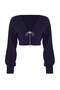 Lacivert Süper Crop Basic Fiyonklu Triko Hırka TWOAW24HI00315 - 6