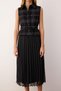 Black Tweed Belted Pleat Detail Midi Woven Dress TWOAW26EL00117 - 3