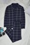 Lacivert Regular Kesim Ekose/Kareli Gömlek-Pantolon Örme Pijama Takımı TMNAW26PT00014