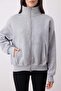 Gri Melanj Oversize/Geniş Kalıp Fermuarlı Dik Yaka Kalın Örme Sweatshirt TWOAW26SW00070 - 3