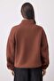 Kahverengi Dokuma Garni Detaylı Cepli Kalın İçi Polarlı Örme Sweatshirt TWOAW26SW00056 - 4