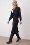 Black Pencil Double-Belted Crepe Stretchy Knit Skirt TWOAW26ET00087 - 3