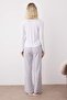 White-Lilac Striped Buttoned Top Knitted Bottom Viscose Woven Pajama Set THMAW26PT00016 - 4
