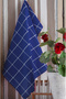 Set of 4 Kitchen Towels & German Napkin 50x70 Cm 100% Cotton And Washed Large Checkered Blue - 4